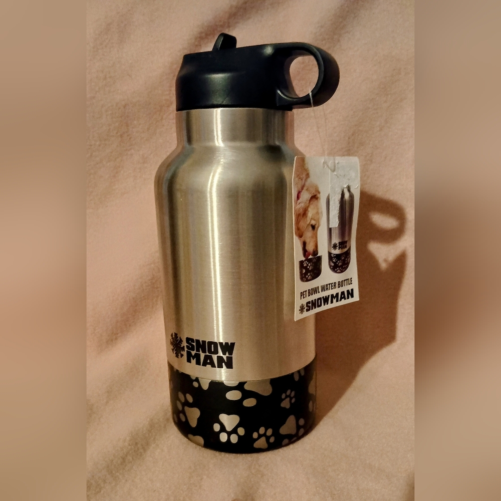Stainless Steel Dog Water Bottle - Black and Silver